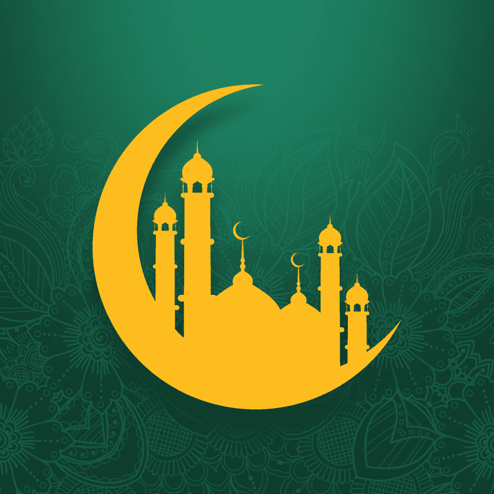 DeenMind mark with a crescent and mosque silhouette